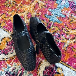 Black Woven Mary Jane Flats